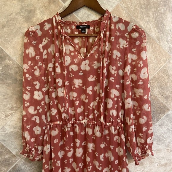 Simply Vera Wang Terra Cotta Leopard Print Floral High-Low Midi Dress Size XS - Picture 6 of 13